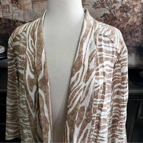 Chicos White & Tan Open Blazer size 2 (L/12) - Picture 5 of 6